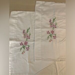 Pair of Vintage Embroidered Pillowcases